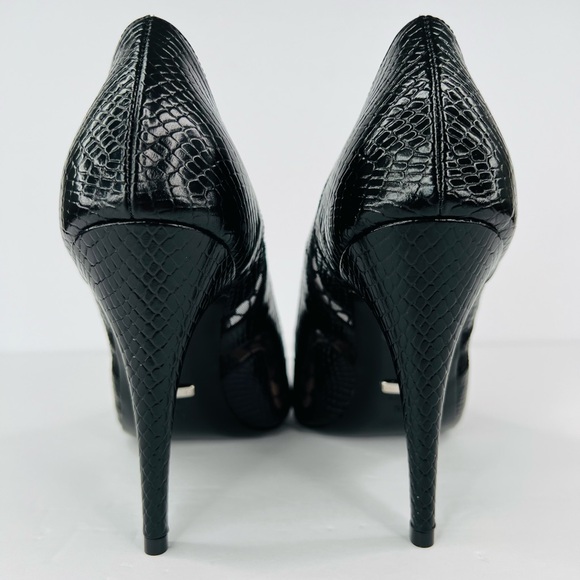 Gucci Python Embossed Leather & Mesh GG Rhombus Heel Pumps Size EU 39.5 - Picture 6 of 11